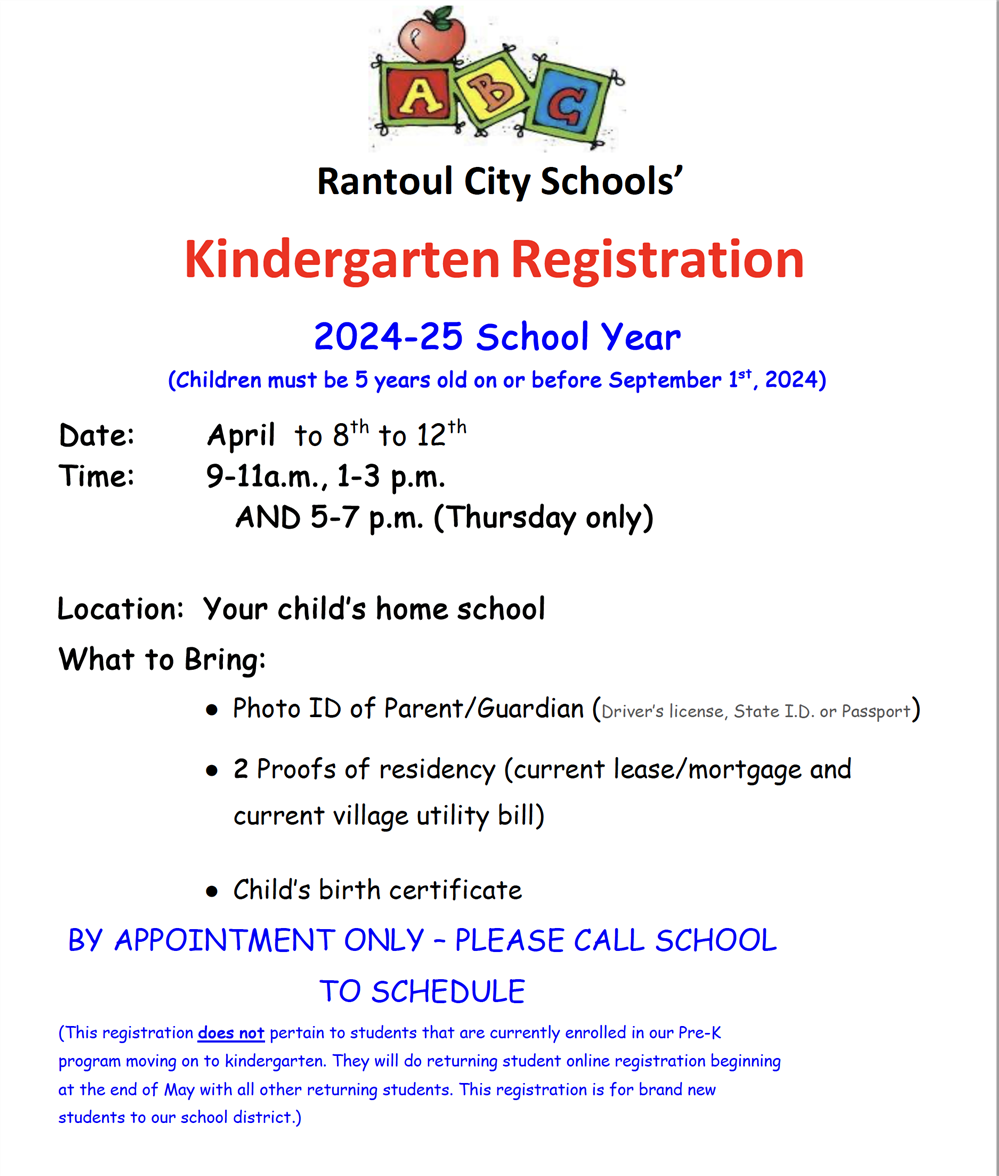  Kindergarten Registration 2024-2025